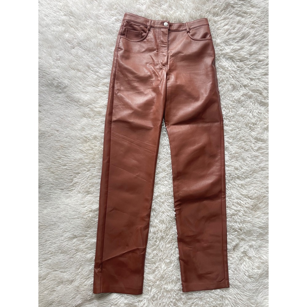 Wilfred Aritzia Melina Vegan Leather High Rise Straight Pants